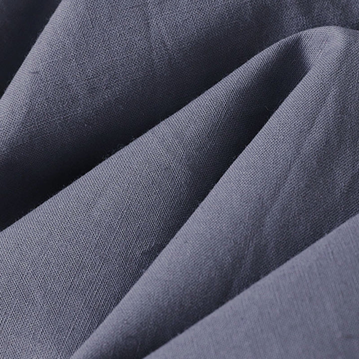 Vestido midi de algodón de manga larga con botones en la solapa, estampado de Buddha Stones y color liso otoñal, con bolsillos. - image 20