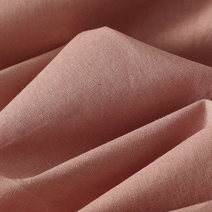 Vestido midi de algodón de manga larga con botones en la solapa, estampado de Buddha Stones y color liso otoñal, con bolsillos. - image 10