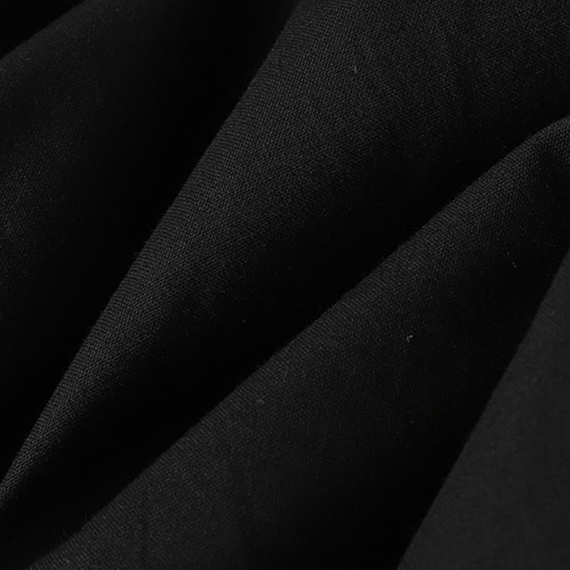 Vestido midi de algodón de manga larga con botones en la solapa, estampado de Buddha Stones y color liso otoñal, con bolsillos. - image 25