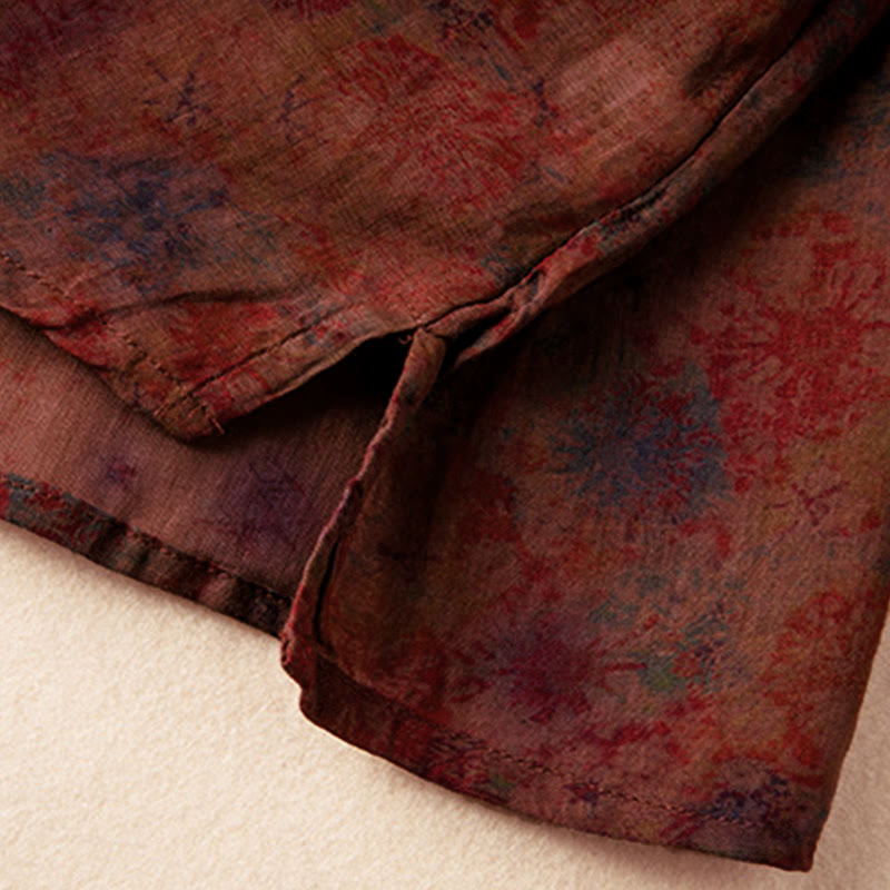 Camisa de manga larga para mujer con estampado floral y cuello en V de Buddha Stones Spring - image 22