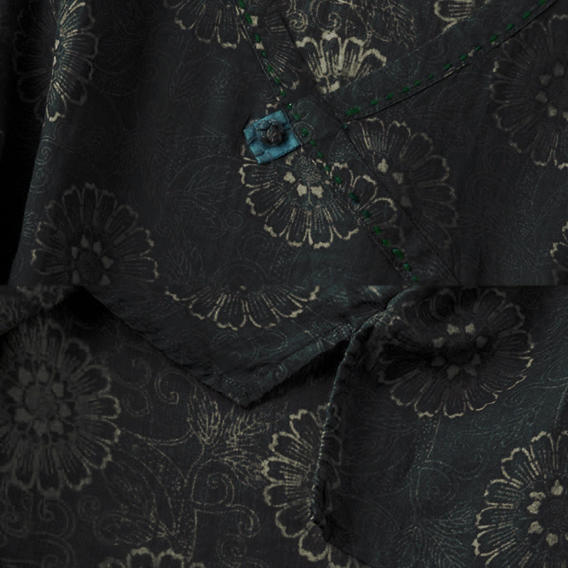 Camisa de manga larga para mujer con estampado floral y cuello en V de Buddha Stones Spring - image 3