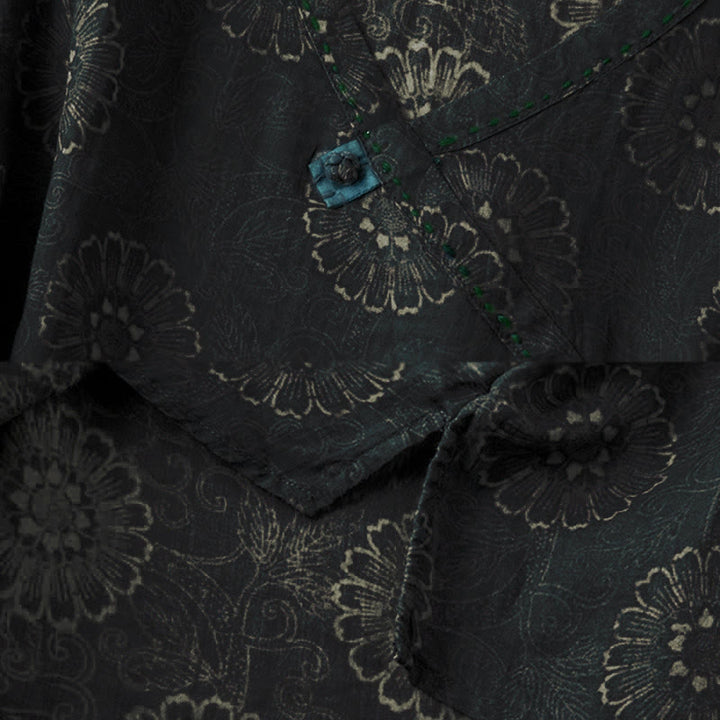 Camisa de manga larga para mujer con estampado floral y cuello en V de Buddha Stones Spring - image 3