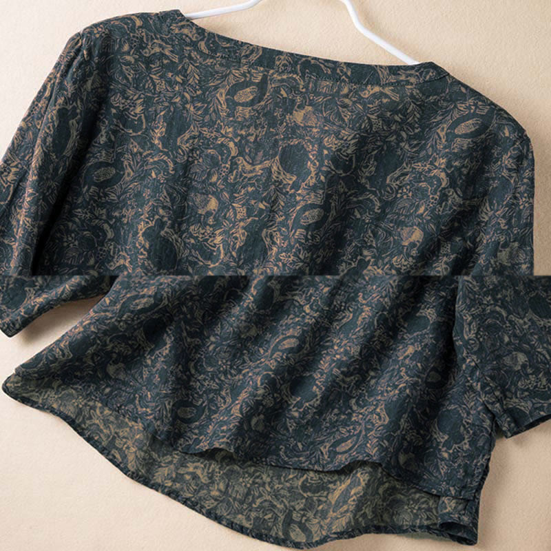 Camisa de manga larga para mujer con estampado floral y cuello en V de Buddha Stones Spring - image 7