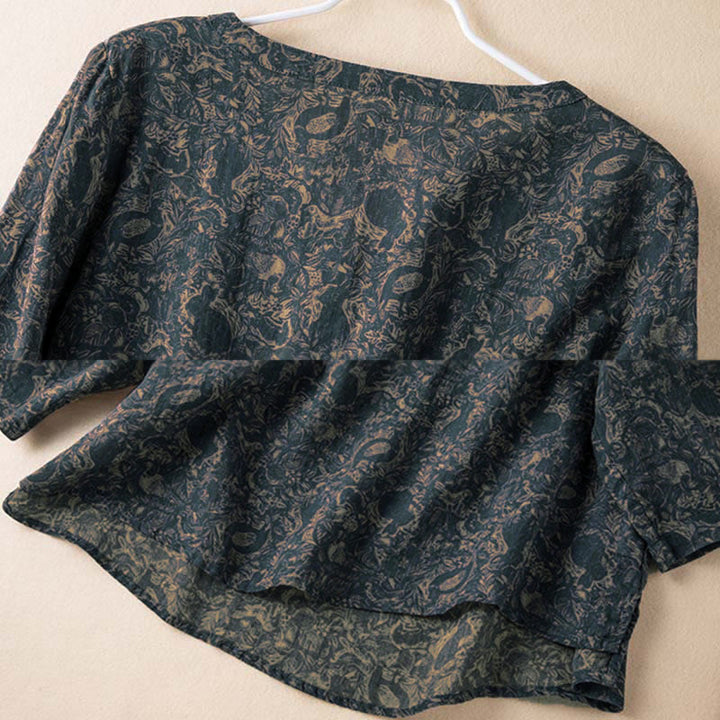 Camisa de manga larga para mujer con estampado floral y cuello en V de Buddha Stones Spring - image 7