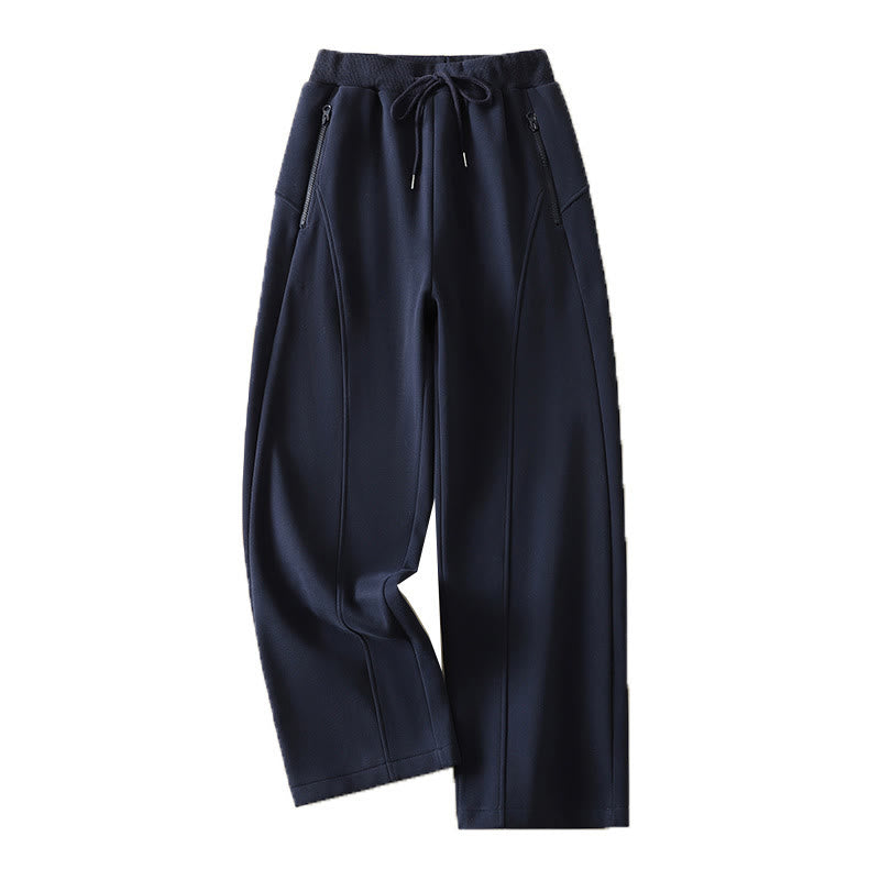 Pantalones anchos para mujer con cremallera y bolsillos, forro polar térmico, Buddha Stones, color azul medianoche - image 11