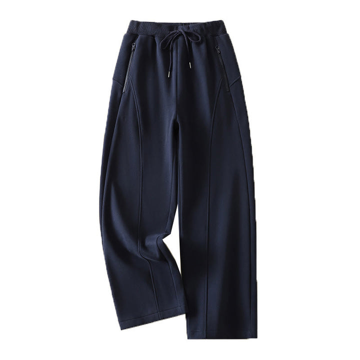 Pantalones anchos para mujer con cremallera y bolsillos, forro polar térmico, Buddha Stones, color azul medianoche - image 11