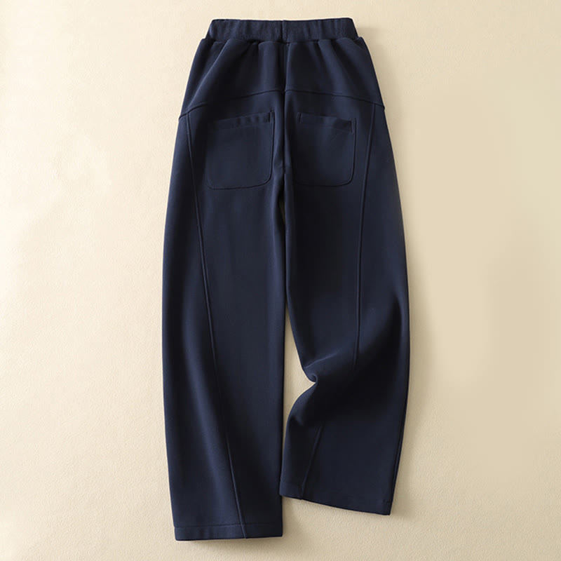 Pantalones anchos para mujer con cremallera y bolsillos, forro polar térmico, Buddha Stones, color azul medianoche - image 1