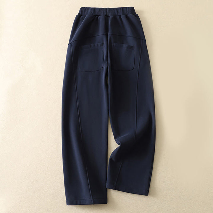 Pantalones anchos para mujer con cremallera y bolsillos, forro polar térmico, Buddha Stones, color azul medianoche - image 1
