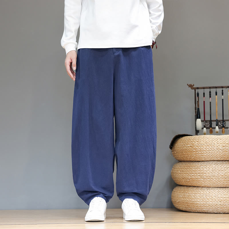 Pantalones deportivos de otoño para hombre, de algodón, color liso, con botones y bolsillos , de Buddha Stones. - Azul real - US/UK/AU46, EU56 (5XL) - image 1