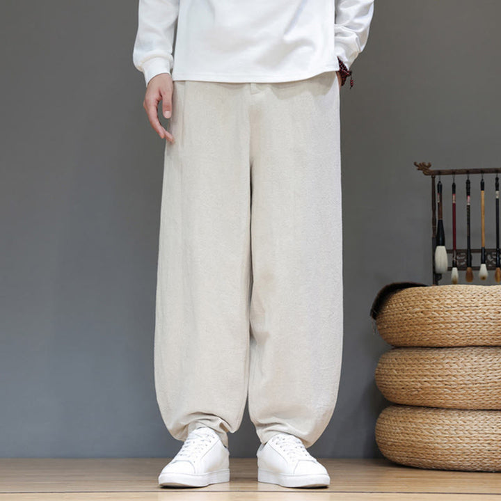 Pantalones deportivos de otoño para hombre, de algodón, color liso, con botones y bolsillos , de Buddha Stones. - image 14