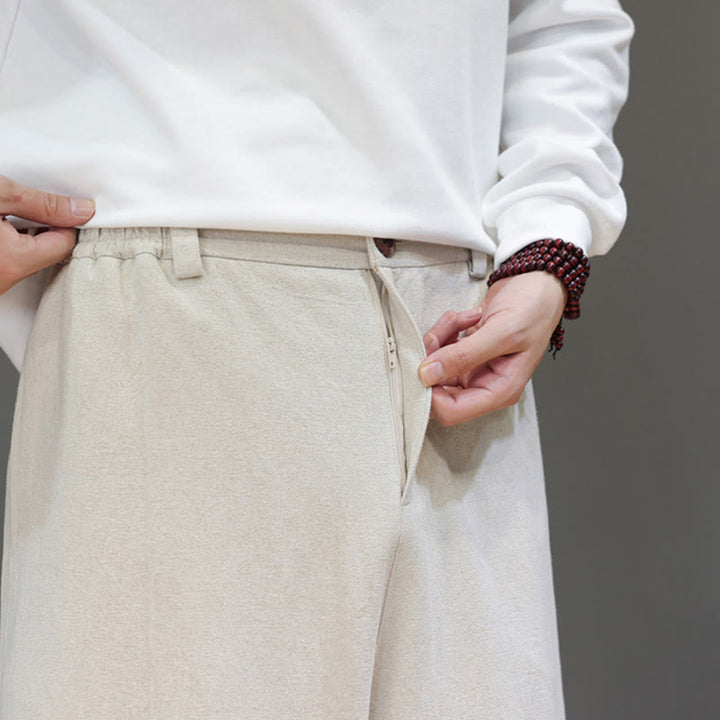 Pantalones deportivos de otoño para hombre, de algodón, color liso, con botones y bolsillos , de Buddha Stones. - image 20
