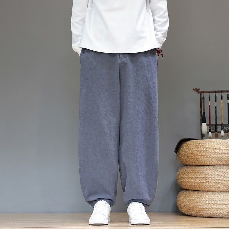 Pantalones deportivos de otoño para hombre, de algodón, color liso, con botones y bolsillos , de Buddha Stones. - Gris pizarra claro - US/UK/AU46, EU56 (5XL) - image 5