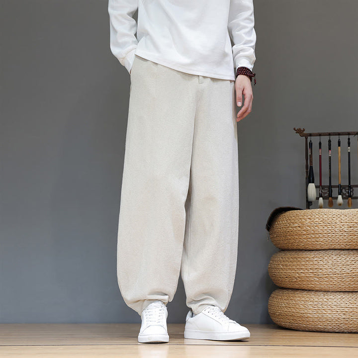 Pantalones deportivos de otoño para hombre, de algodón, color liso, con botones y bolsillos , de Buddha Stones. - Beige - US/UK/AU46, EU56 (5XL) - image 13