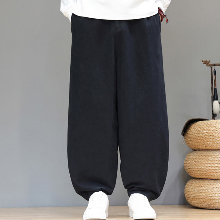 Pantalones deportivos de otoño para hombre, de algodón, color liso, con botones y bolsillos , de Buddha Stones. - image 12