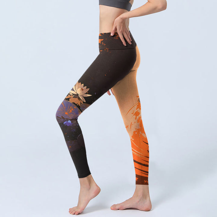 Leggings de gimnasio con estampado de Buddha Stones de loto, hojas y ondas de agua, pantalones de yoga para mujer - image 2