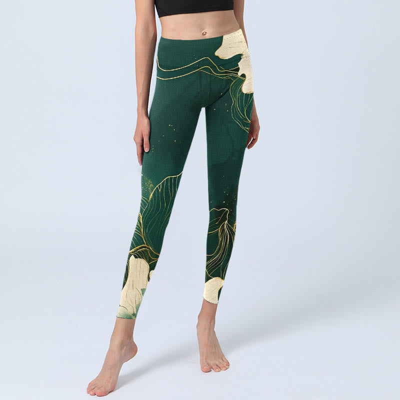 Leggings de gimnasio con estampado de flores elegantes y Buddha Stones, pantalones de yoga para mujer - image 5