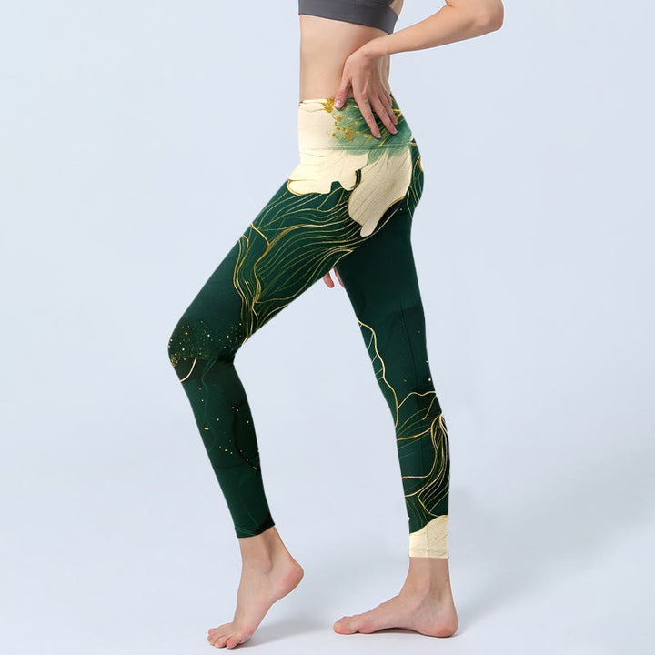 Leggings de gimnasio con estampado de flores elegantes y Buddha Stones, pantalones de yoga para mujer - image 2