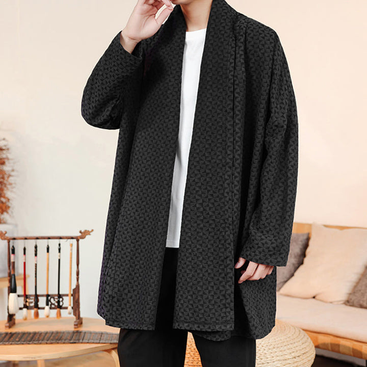 Kimono de manga larga para hombre, de algodón, con diseño sencillo de jacquard de invierno y Buddha Stones. - image 17