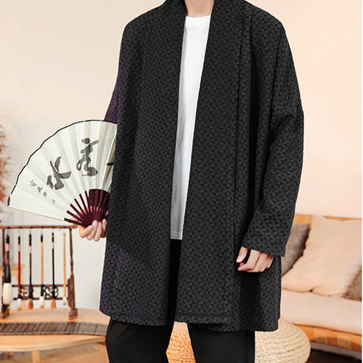 Kimono de manga larga para hombre, de algodón, con diseño sencillo de jacquard de invierno y Buddha Stones. - image 22