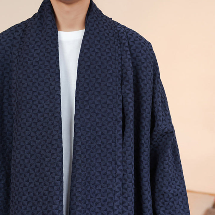 Kimono de manga larga para hombre, de algodón, con diseño sencillo de jacquard de invierno y Buddha Stones. - image 11