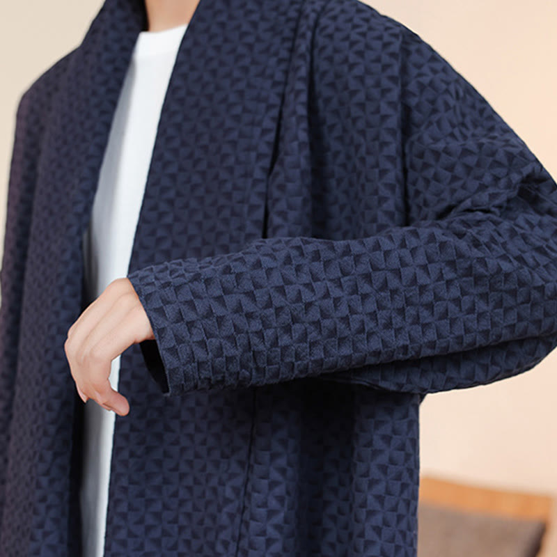 Kimono de manga larga para hombre, de algodón, con diseño sencillo de jacquard de invierno y Buddha Stones. - image 12