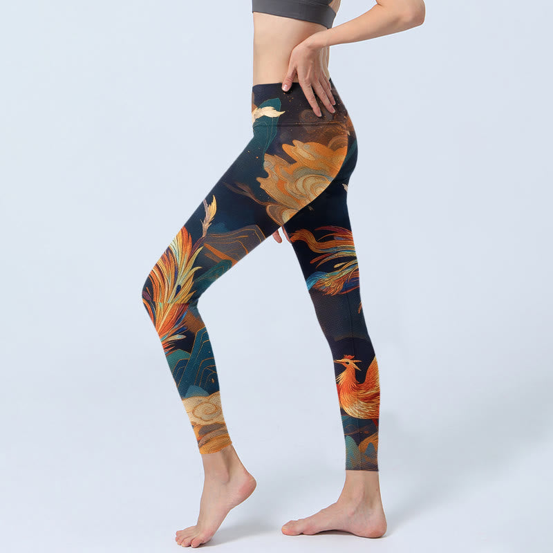 Leggings de gimnasio con estampado de Buddha Stones, fénix, nubes y montañas, pantalones de yoga para mujer - image 2