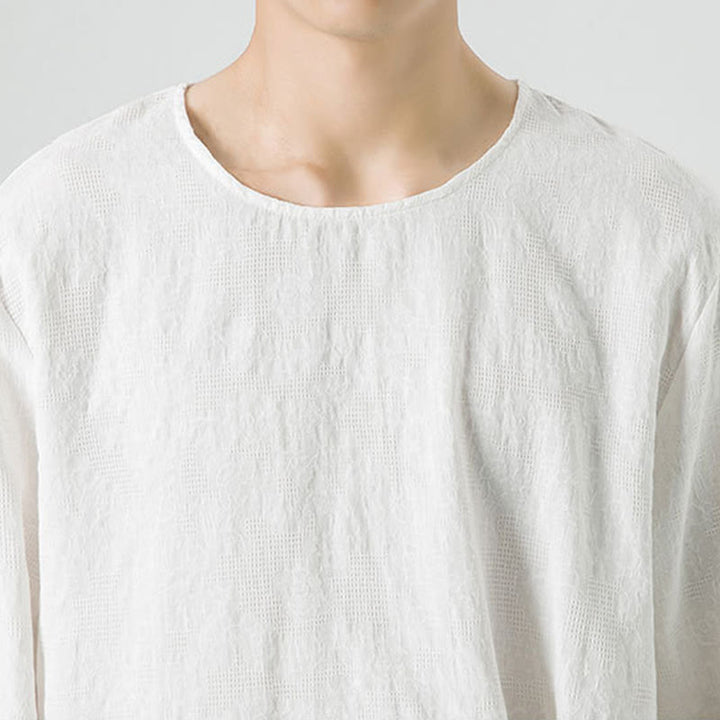 Camiseta de manga larga de algodón con diseño liso de botones de rana china para hombre, con Buddha Stones y ropa zen - image 19