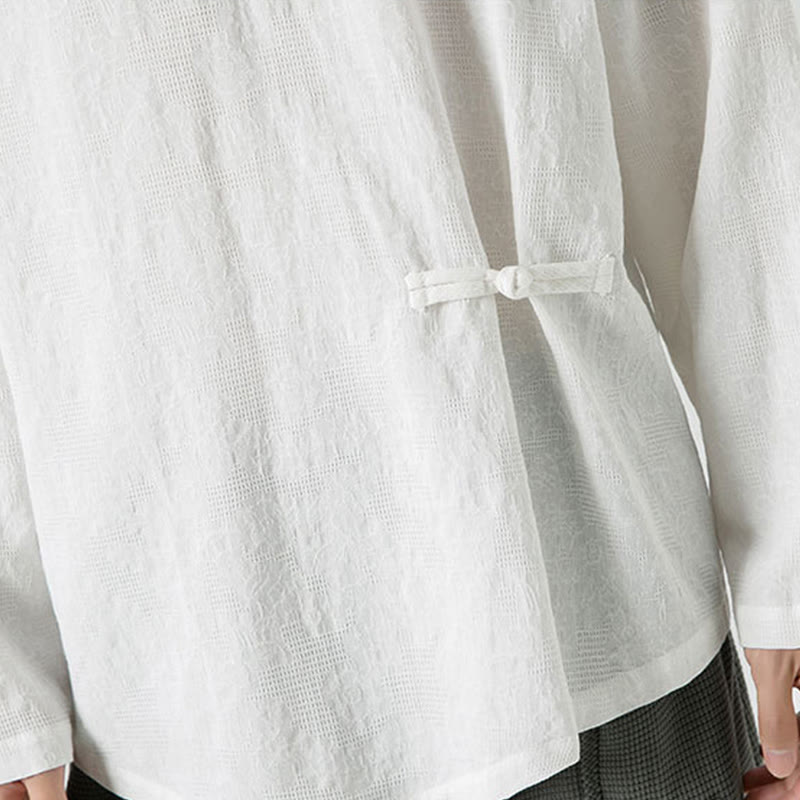 Camiseta de manga larga de algodón con diseño liso de botones de rana china para hombre, con Buddha Stones y ropa zen - image 20