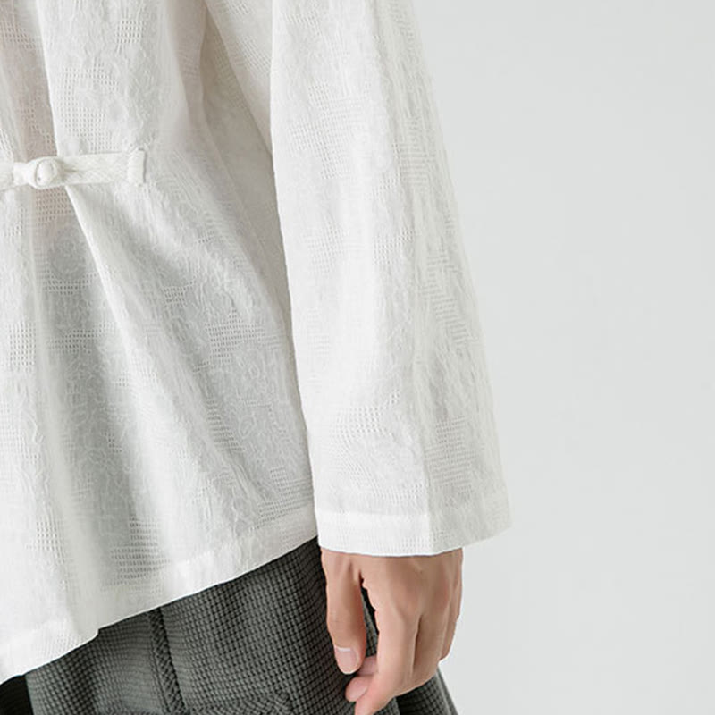 Camiseta de manga larga de algodón con diseño liso de botones de rana china para hombre, con Buddha Stones y ropa zen - image 22