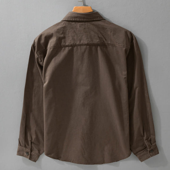 Chaqueta de algodón para hombre, manga larga, con bolsillo, estampado de cuadros primaverales de Buddha Stones, estilo dos piezas falso. - image 11