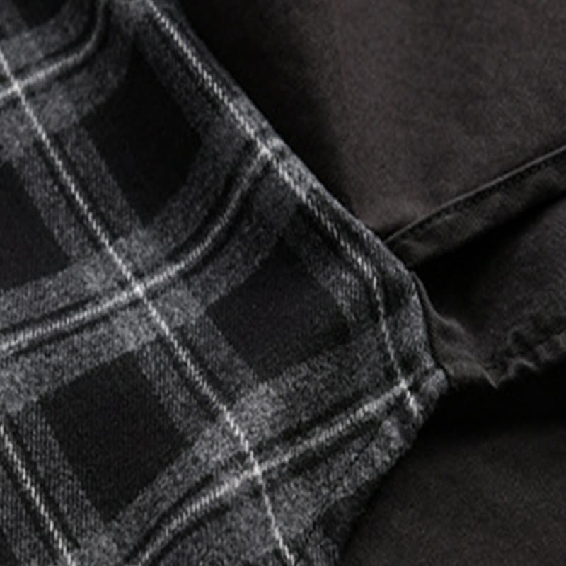 Chaqueta de algodón para hombre, manga larga, con bolsillo, estampado de cuadros primaverales de Buddha Stones, estilo dos piezas falso. - image 4