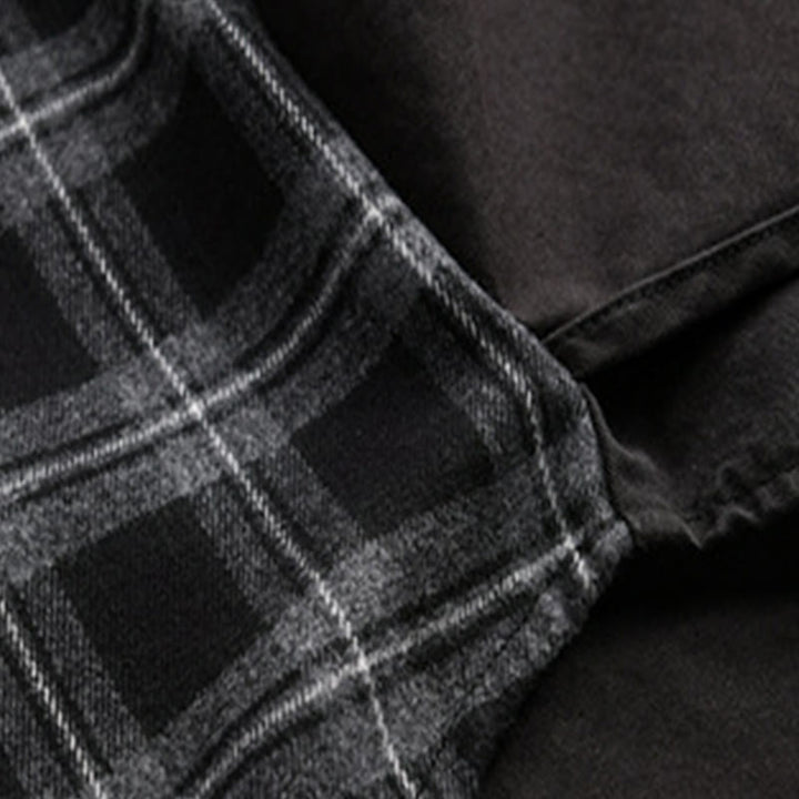 Chaqueta de algodón para hombre, manga larga, con bolsillo, estampado de cuadros primaverales de Buddha Stones, estilo dos piezas falso. - image 4