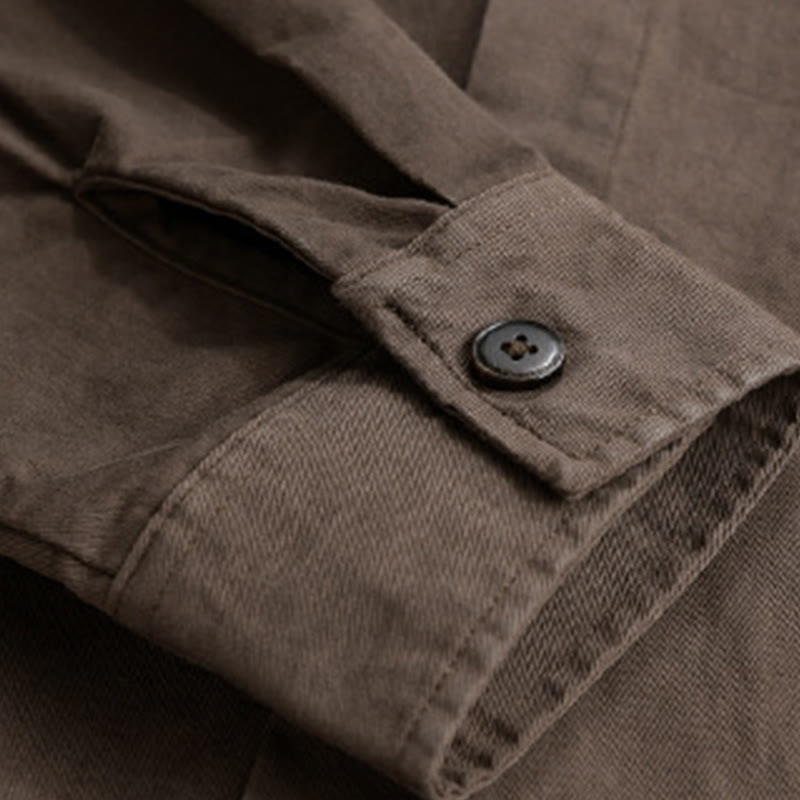 Chaqueta de algodón para hombre, manga larga, con bolsillo, estampado de cuadros primaverales de Buddha Stones, estilo dos piezas falso. - image 16