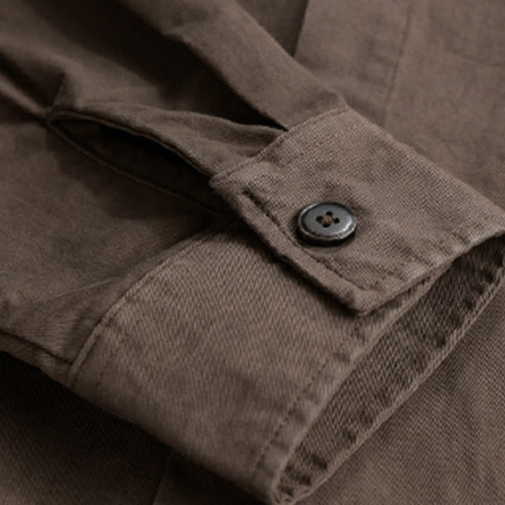 Chaqueta de algodón para hombre, manga larga, con bolsillo, estampado de cuadros primaverales de Buddha Stones, estilo dos piezas falso. - image 16