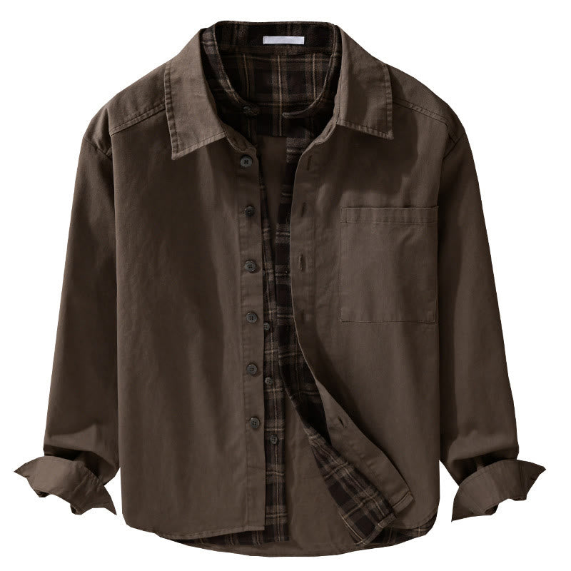 Chaqueta de algodón para hombre, manga larga, con bolsillo, estampado de cuadros primaverales de Buddha Stones, estilo dos piezas falso. - image 19