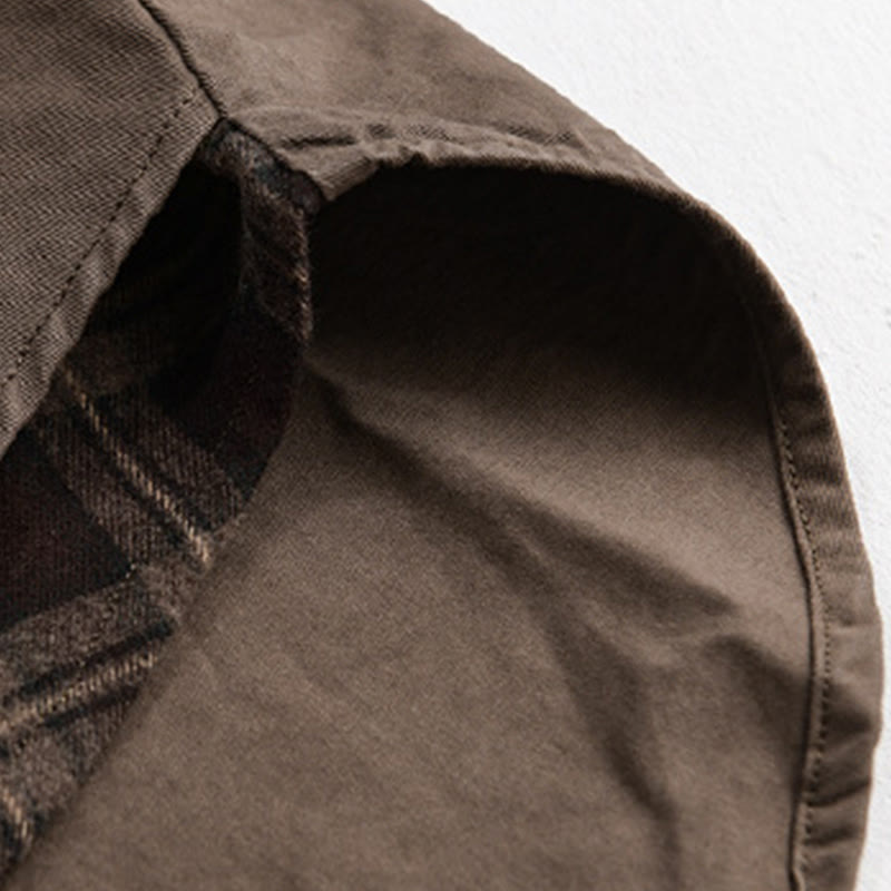 Chaqueta de algodón para hombre, manga larga, con bolsillo, estampado de cuadros primaverales de Buddha Stones, estilo dos piezas falso. - image 18