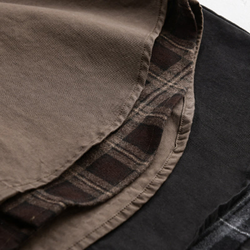 Chaqueta de algodón para hombre, manga larga, con bolsillo, estampado de cuadros primaverales de Buddha Stones, estilo dos piezas falso. - image 24