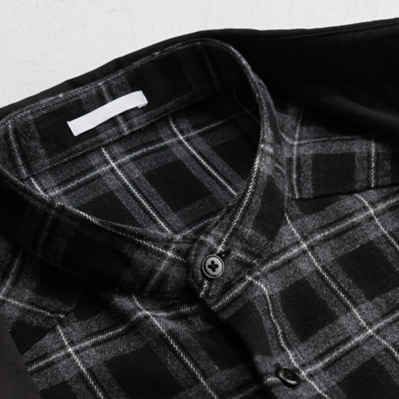 Chaqueta de algodón para hombre, manga larga, con bolsillo, estampado de cuadros primaverales de Buddha Stones, estilo dos piezas falso. - image 2