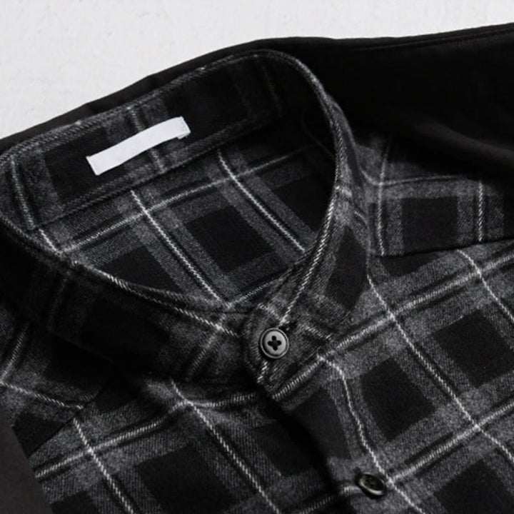 Chaqueta de algodón para hombre, manga larga, con bolsillo, estampado de cuadros primaverales de Buddha Stones, estilo dos piezas falso. - image 2