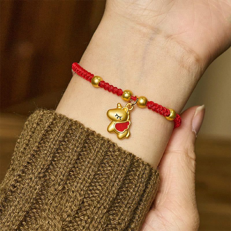 Pulsera trenzada de cobre con hilo rojo y Buddha Stones del Año del Caballo - image 2
