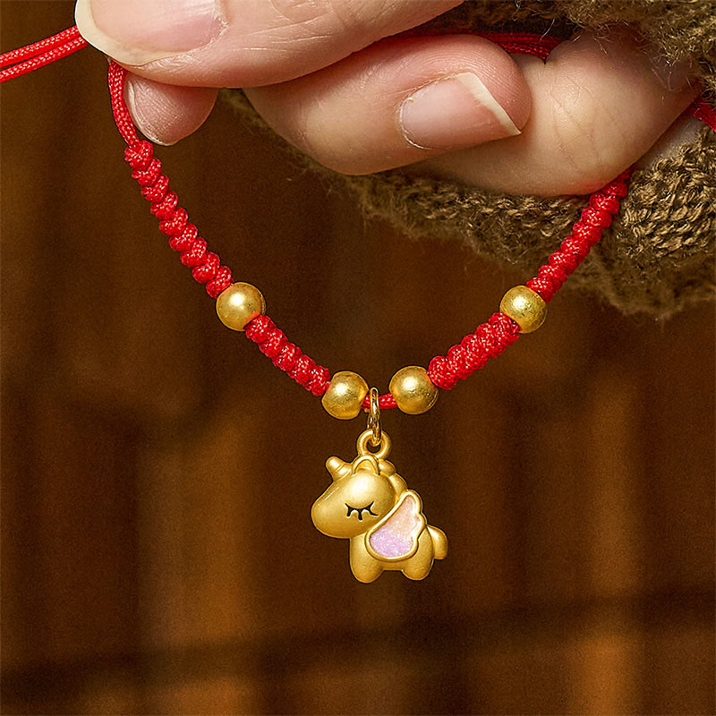 Pulsera trenzada de cobre con hilo rojo y Buddha Stones del Año del Caballo - Caballo alado púrpura (Circunferencia de la muñeca: 10-18 cm) - image 3