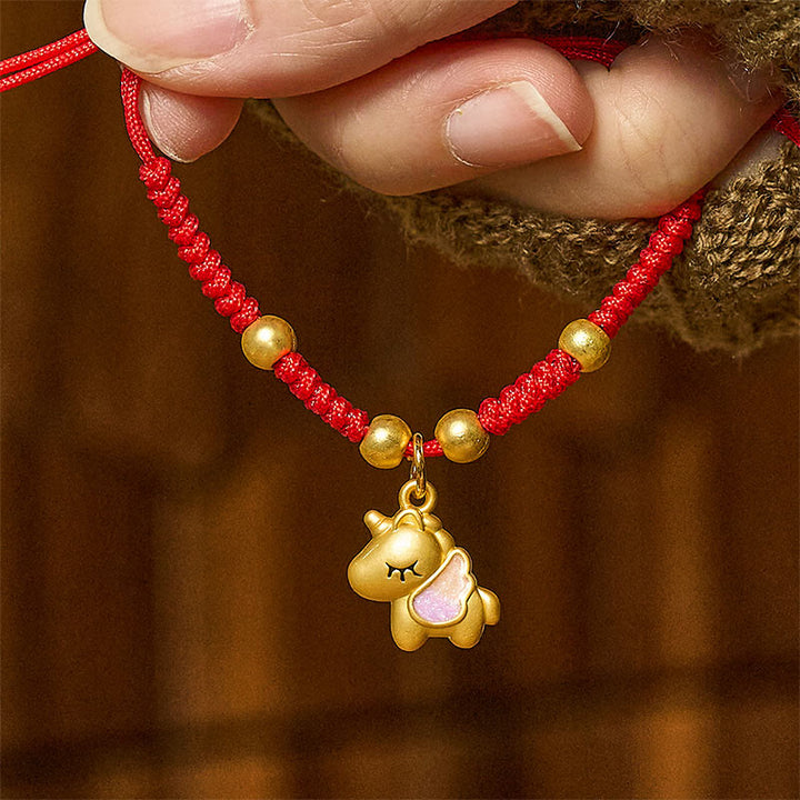 Pulsera trenzada de cobre con hilo rojo y Buddha Stones del Año del Caballo - Caballo alado púrpura (Circunferencia de la muñeca: 10-18 cm) - image 3