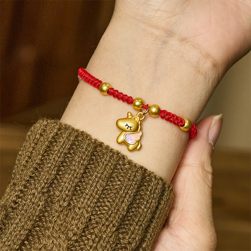 Pulsera trenzada de cobre con hilo rojo y Buddha Stones del Año del Caballo - image 5