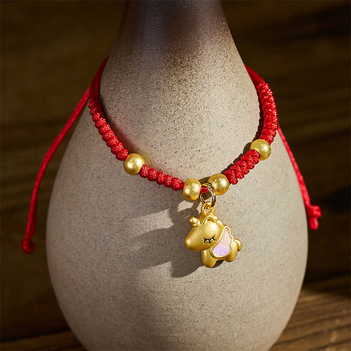 Pulsera trenzada de cobre con hilo rojo y Buddha Stones del Año del Caballo - image 4