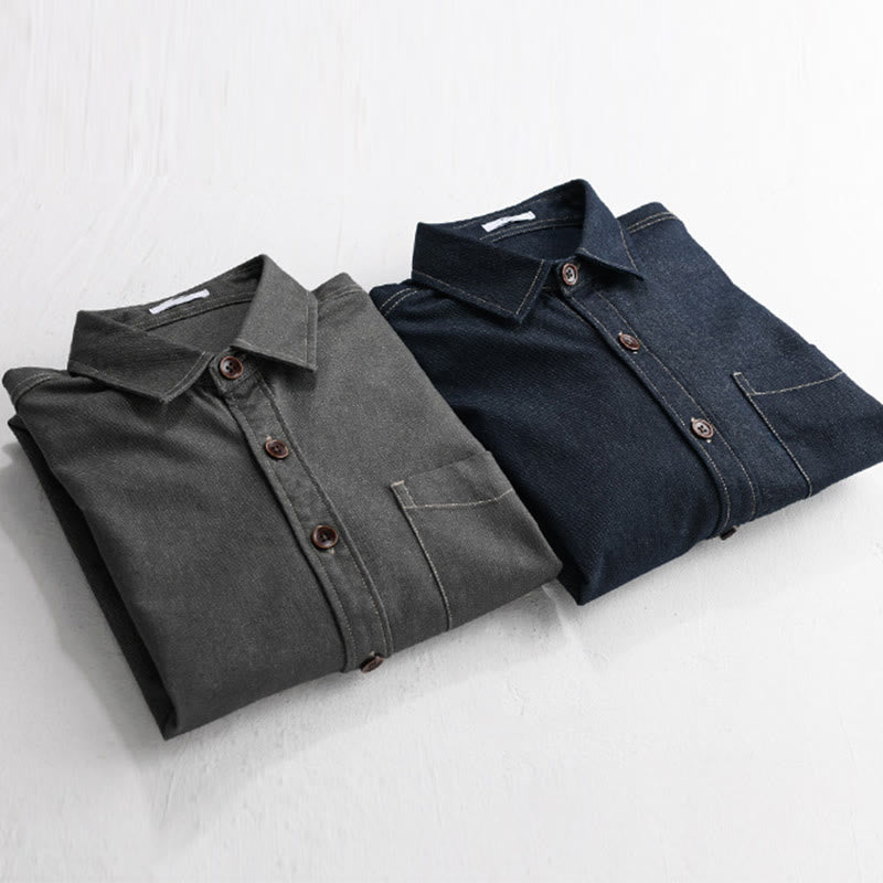 Chaqueta de algodón para hombre de manga larga con botones lisos y estampado de Buddha Stones, con bolsillo - image 13