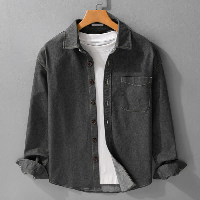 Chaqueta de algodón para hombre de manga larga con botones lisos y estampado de Buddha Stones, con bolsillo - Gris tenue - US/UK/AU42, EU52 (3XL) - image 7