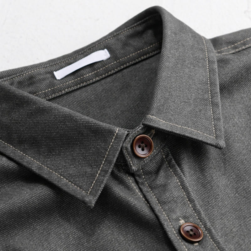 Chaqueta de algodón para hombre de manga larga con botones lisos y estampado de Buddha Stones, con bolsillo - image 8