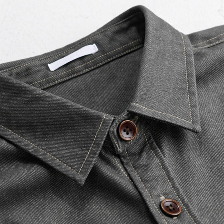 Chaqueta de algodón para hombre de manga larga con botones lisos y estampado de Buddha Stones, con bolsillo - image 8