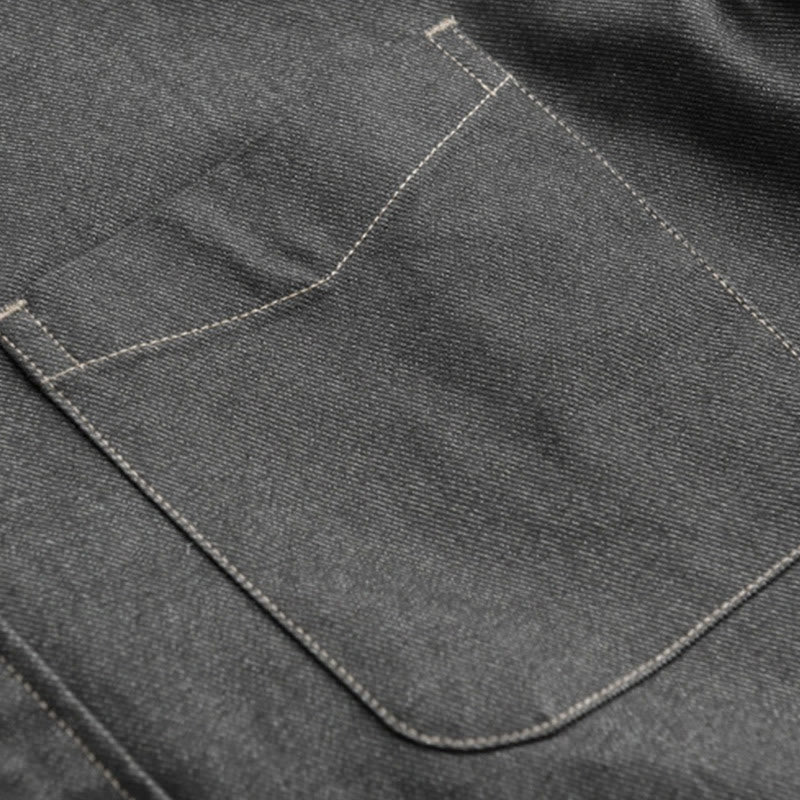 Chaqueta de algodón para hombre de manga larga con botones lisos y estampado de Buddha Stones, con bolsillo - image 11