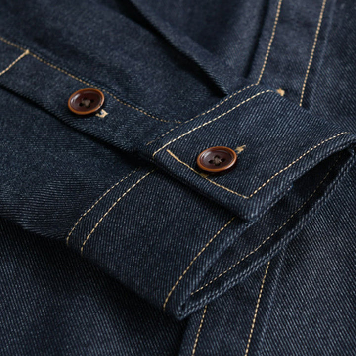 Chaqueta de algodón para hombre de manga larga con botones lisos y estampado de Buddha Stones, con bolsillo - image 3